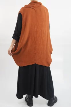 Made In Italy Obi Crepe Cotton Cross Cowl Tank Saffron -Fashion Women's Store made in italy obi crepe cotton cross cowl tank saffron17.jpg