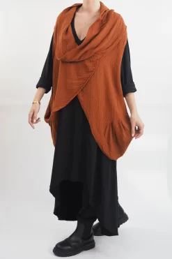 Made In Italy Obi Crepe Cotton Cross Cowl Tank Saffron -Fashion Women's Store made in italy obi crepe cotton cross cowl tank saffron18.jpg