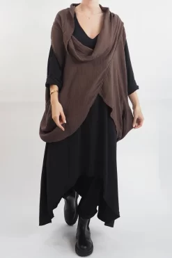 Made In Italy Obi Crepe Cotton Cross Cowl Tank Truffle -Fashion Women's Store made in italy obi crepe cotton cross cowl tank truffle15.jpg