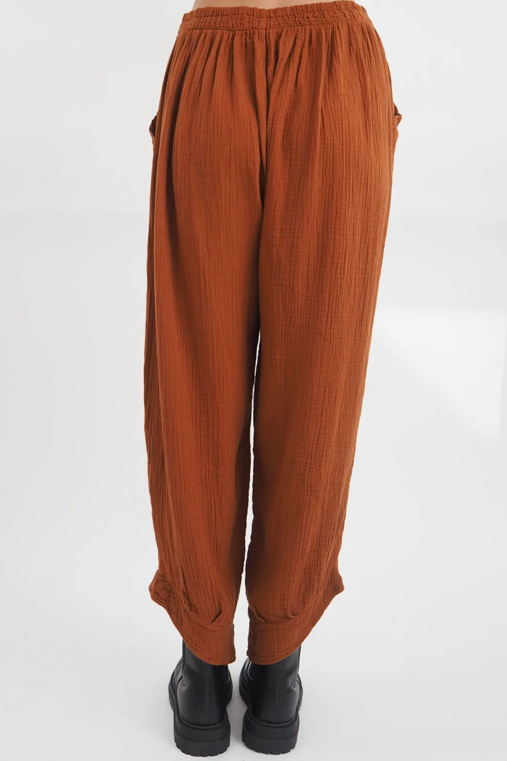 Made In Italy Obi Crepe Cotton Slim Leg Cuff Pant Saffron 5 Made In Italy Obi Crepe Cotton Slim Leg Cuff Pant Saffron - Image 3