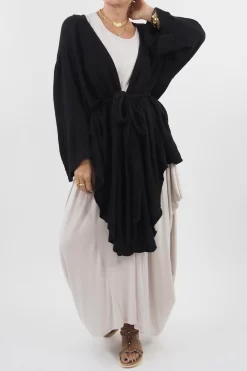 Made In Italy Obi Crepe Cotton Wrap Jacket Black 14 Made In Italy Obi Crepe Cotton Wrap Jacket Black -Fashion Women's Store made in italy obi crepe cotton wrap jacket black 6.jpg