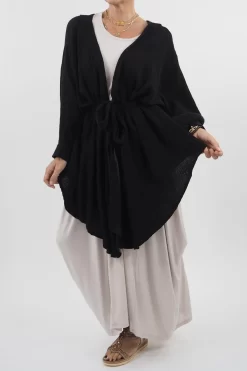 Made In Italy Obi Crepe Cotton Wrap Jacket Black 15 Made In Italy Obi Crepe Cotton Wrap Jacket Black -Fashion Women's Store made in italy obi crepe cotton wrap jacket black 7.jpg