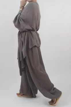 Made In Italy Obi Crepe Cotton Wrap Jacket Mushroom 11 Made In Italy Obi Crepe Cotton Wrap Jacket Mushroom -Fashion Women's Store made in italy obi crepe cotton wrap jacket mushroom 3.jpg