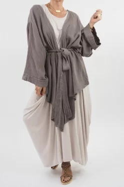 Made In Italy Obi Crepe Cotton Wrap Jacket Mushroom 15 Made In Italy Obi Crepe Cotton Wrap Jacket Mushroom -Fashion Women's Store made in italy obi crepe cotton wrap jacket mushroom 7.jpg