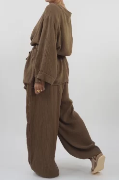 Made In Italy Obi Crepe Cotton Wrap Jacket Saddle -Fashion Women's Store made in italy obi crepe cotton wrap jacket saddle 3.jpg