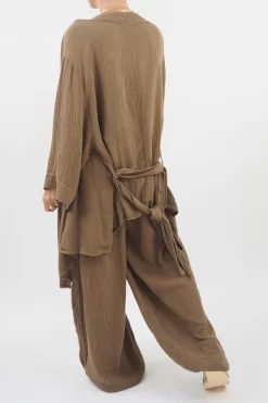 Made In Italy Obi Crepe Cotton Wrap Jacket Saddle -Fashion Women's Store made in italy obi crepe cotton wrap jacket saddle 5.jpg