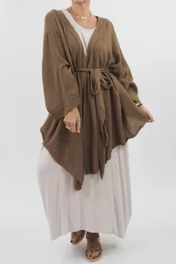 Made In Italy Obi Crepe Cotton Wrap Jacket Saddle -Fashion Women's Store made in italy obi crepe cotton wrap jacket saddle 6.jpg