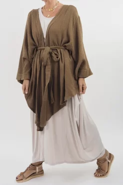 Made In Italy Obi Crepe Cotton Wrap Jacket Saddle -Fashion Women's Store made in italy obi crepe cotton wrap jacket saddle 7.jpg