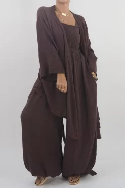 Made In Italy Obi Crepe Cotton Wrap Jacket Truffle -Fashion Women's Store made in italy obi crepe cotton wrap jacket truffle 1.jpg