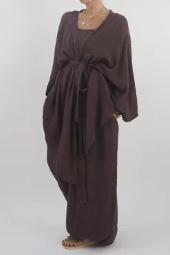 Made In Italy Obi Crepe Cotton Wrap Jacket Truffle -Fashion Women's Store made in italy obi crepe cotton wrap jacket truffle 4.jpg