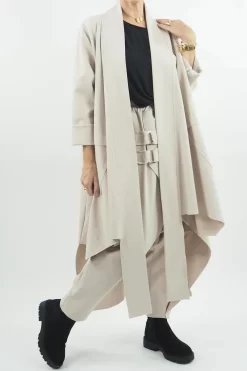 Made In Italy Ori X Stretch Duster Jacket Stone // -Fashion Women's Store made in italy ori duster jacket stone 4.jpg