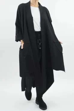Made In Italy Ori X Stretch Duster Jacket Black //
