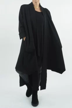 Made In Italy Ori X Stretch Duster Jacket Black // -Fashion Women's Store made in italy ori x stretch duster jacket black 4.jpg