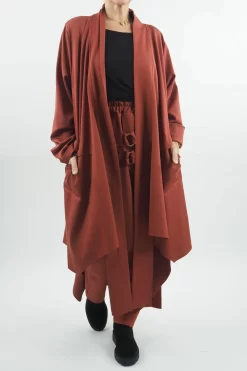 Made In Italy Ori X Stretch Duster Jacket Cognac //