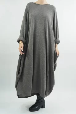 Made In Italy Oversized Fine Knit Cocoon Dress Mushroom -Fashion Women's Store made in italy oversized fine knit cocoon dress mushroom04.jpg