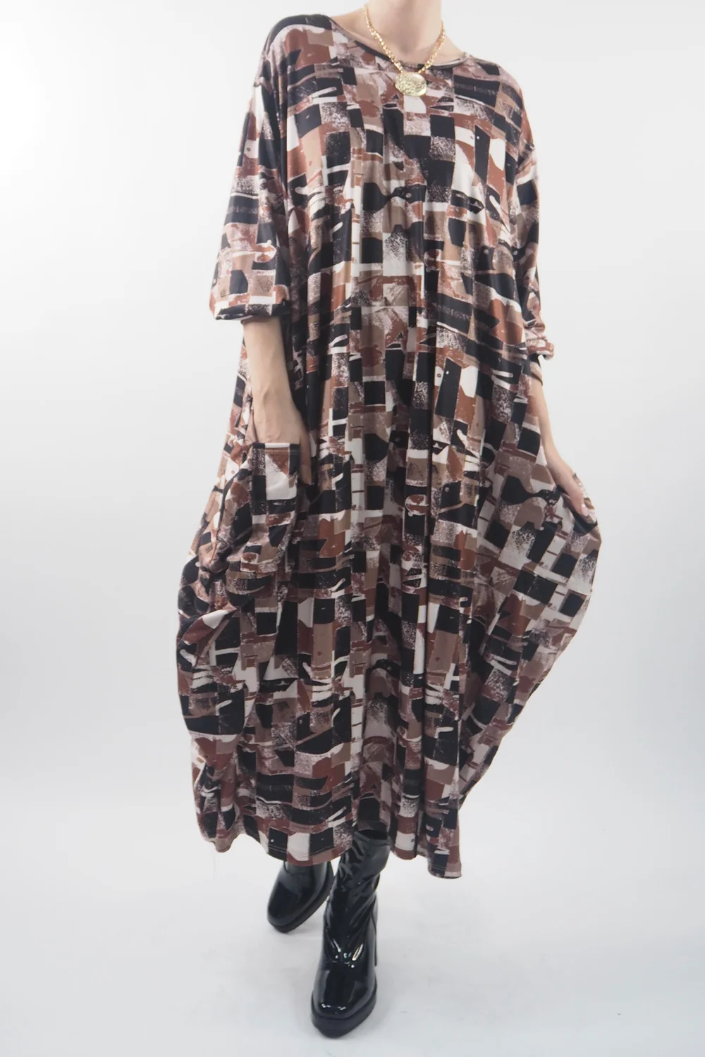 Made In Italy Oversized Tech Soft Cocoon Dress Cubist Chestnut ** 9 Made In Italy Oversized Tech Soft Cocoon Dress Cubist Chestnut ** - Image 7