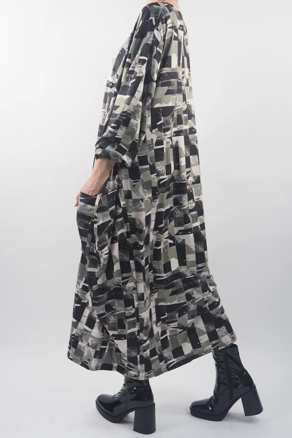 Made In Italy Oversized Tech Soft Cocoon Dress Cubist Khaki 6 Made In Italy Oversized Tech Soft Cocoon Dress Cubist Khaki - Image 4