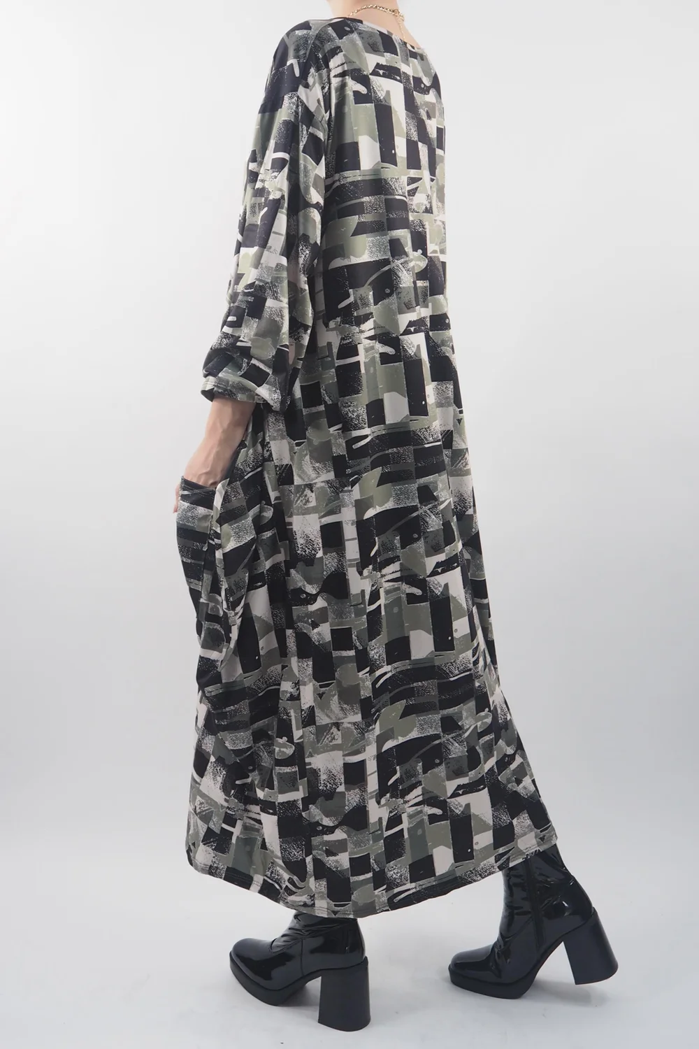 Made In Italy Oversized Tech Soft Cocoon Dress Cubist Khaki 7 Made In Italy Oversized Tech Soft Cocoon Dress Cubist Khaki - Image 5