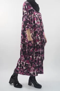 Made In Italy Oversized Tech Soft Cocoon Dress Cubist Magenta ** -Fashion Women's Store made in italy oversized tech soft cocoon dress magenta209.jpg