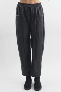 Made In Italy Pesca Leather Look Deep Pocket Pant Black