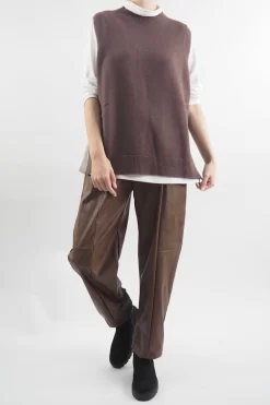 Made In Italy Pesca Leather Look Deep Pocket Pant Chestnut -Fashion Women's Store made in italy pesca leather look deep pocket pant chestnut05.jpg