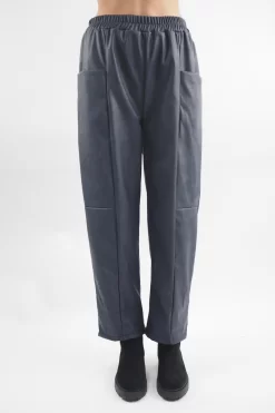 Made In Italy Pesca Leather Look Deep Pocket Pant Ink