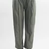 Made In Italy Pesca Leather Look Deep Pocket Pant Khaki