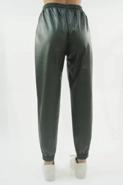 Made In Italy Pesca Stretch Leather Look Jogger Khaki -Fashion Women's Store made in italy pesca stretch leather look jogger khaki03.jpg