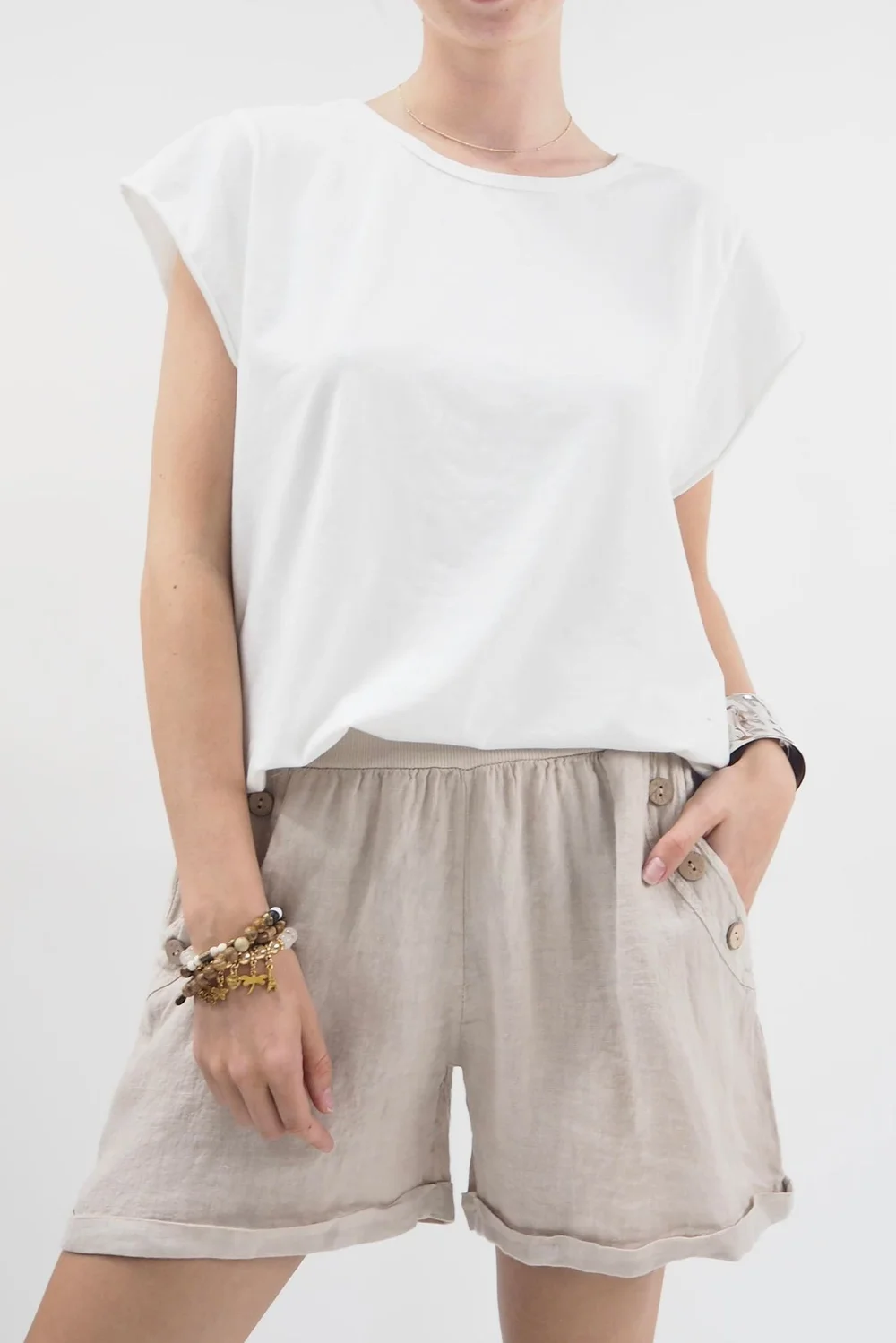 Made In Italy Pure Linen Benji Short Stone 3 Made In Italy Pure Linen Benji Short Stone