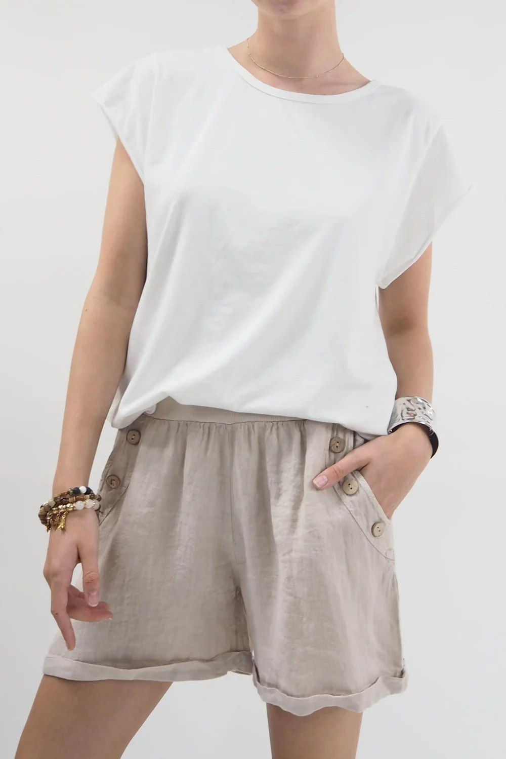 Made In Italy Pure Linen Benji Short Stone 4 Made In Italy Pure Linen Benji Short Stone - Image 2