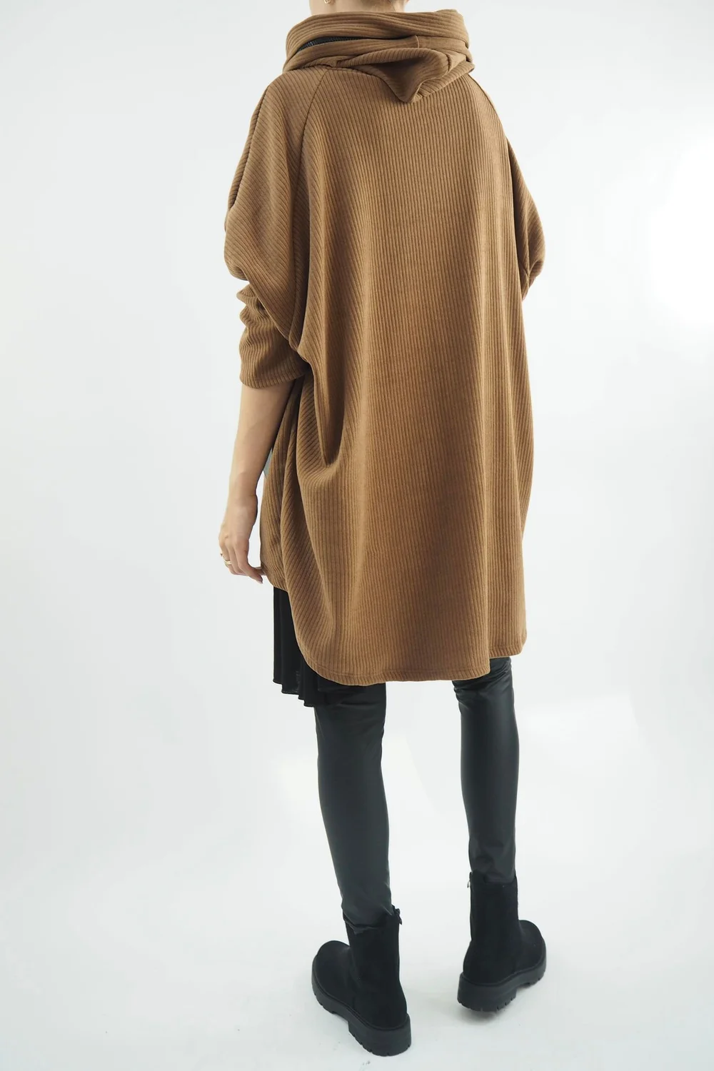 Made In Italy Pure Rib Velvet Soft Hoodie Walnut 5 Made In Italy Pure Rib Velvet Soft Hoodie Walnut - Image 3