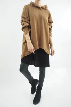 Made In Italy Pure Rib Velvet Soft Hoodie Walnut 9 Made In Italy Pure Rib Velvet Soft Hoodie Walnut -Fashion Women's Store made in italy pure rib velvet soft hoodie walnut04.jpg