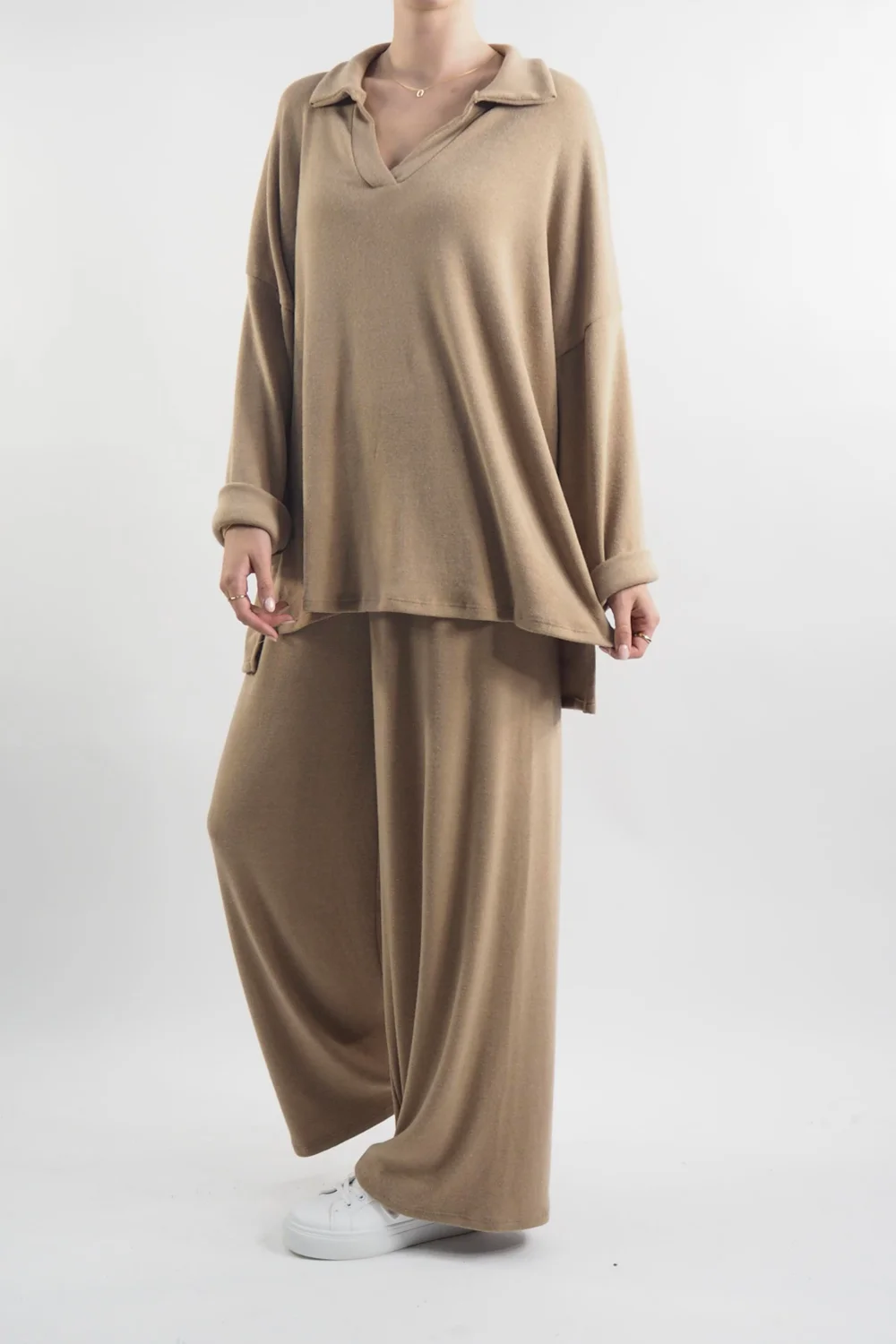 Made In Italy Chalet Collared Soft Knit Set Camel 4 Made In Italy Chalet Collared Soft Knit Set Camel - Image 2