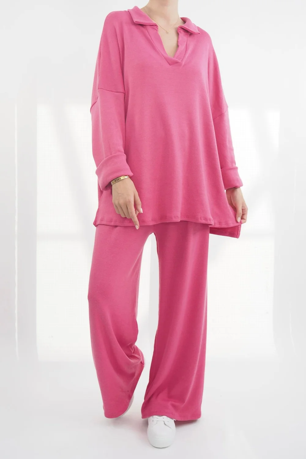 Made In Italy Chalet Collared Soft Knit Set Geranium 3 Made In Italy Chalet Collared Soft Knit Set Geranium