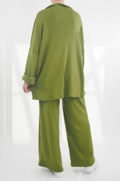 Made In Italy Chalet Collared Soft Knit Set Olive Zing -Fashion Women's Store made in italy relaxed chalet set olive zing03.jpg