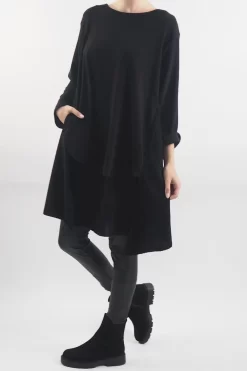 Made In Italy Rib Velvet Soft Stretch Pocket High Low Top Black -Fashion Women's Store made in italy rib velvet soft stretch pocket high low top black205.jpg