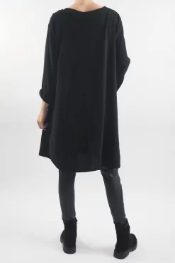 Made In Italy Rib Velvet Soft Stretch Pocket High Low Top Black -Fashion Women's Store made in italy rib velvet soft stretch pocket high low top black206.jpg