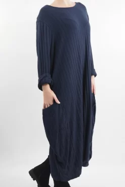 Made In Italy Ribbed Soft Knit Cocoon Dress Navy -Fashion Women's Store made in italy ribbed soft knit cocoon dress navy202.jpg