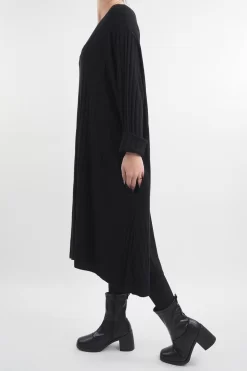 Made In Italy Ribbed Soft Knit Trapeze Dress Black -Fashion Women's Store made in italy ribbed soft knit trapeze dress black 3.jpg