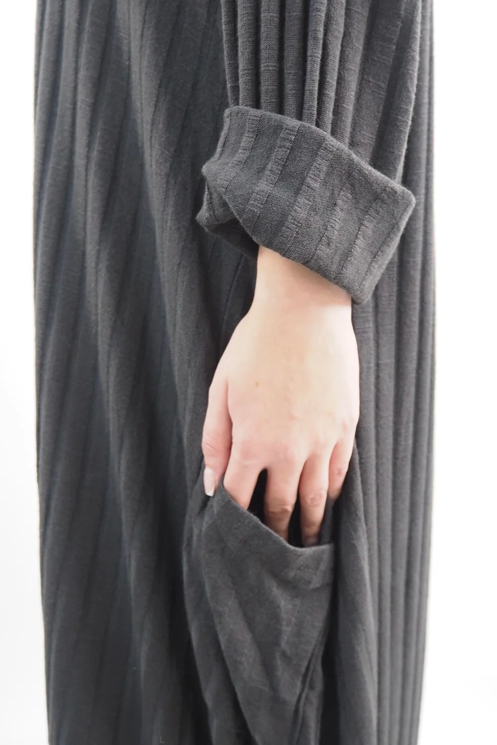 Made In Italy Ribbed Soft Knit Cocoon Dress Charcoal 5 Made In Italy Ribbed Soft Knit Cocoon Dress Charcoal - Image 3