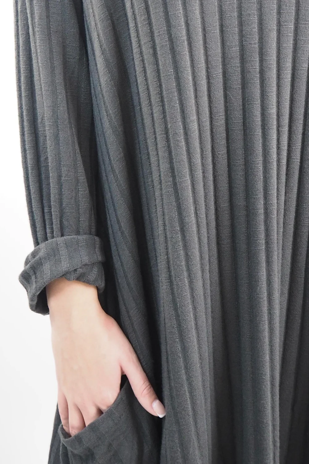Made In Italy Ribbed Soft Knit Cocoon Dress Charcoal 4 Made In Italy Ribbed Soft Knit Cocoon Dress Charcoal - Image 2