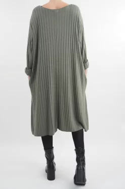 Made In Italy Ribbed Soft Knit Trapeze Dress Khaki -Fashion Women's Store made in italy ribbed soft knit trapeze dress khaki208.jpg