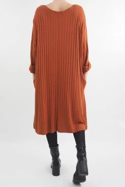 Made In Italy Ribbed Soft Knit Trapeze Dress Saffron 8 Made In Italy Ribbed Soft Knit Trapeze Dress Saffron -Fashion Women's Store made in italy ribbed soft knit trapeze dress saffron 2.jpg