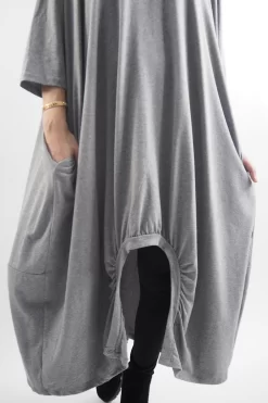 Made In Italy Sander Los Arcos Cocoon Dress Grey Marl -Fashion Women's Store made in italy sander los arcos cocoon dress grey marl 003.jpg