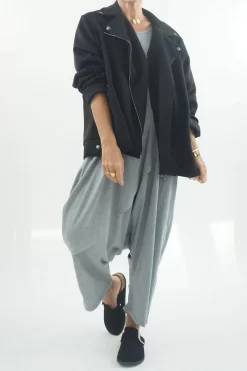 Made In Italy Sander Moleskin Touch Stretch Biker Jacket Black