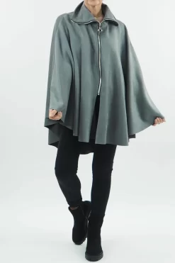 Made In Italy Sander Moleskin Touch Stretch Zippy Cape Shadow //