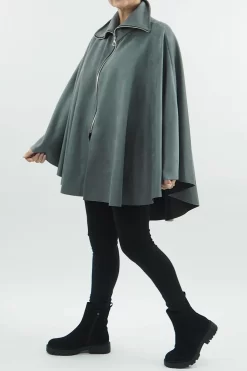 Fashion Women's Store -Fashion Women's Store made in italy sander moleskin stretch zippy cape shadow2.jpg