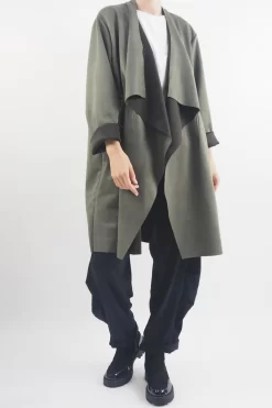 Made In Italy Sander Moleskin Touch Sporty Waterfall Jacket Khaki