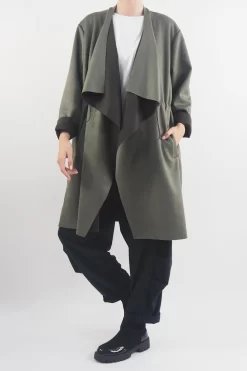 Made In Italy Sander Moleskin Touch Sporty Waterfall Jacket Khaki -Fashion Women's Store made in italy sander moleskin touch sporty waterfall jacket khaki041.jpg