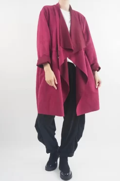 Made In Italy Sander Moleskin Touch Sporty Waterfall Jacket Magenta